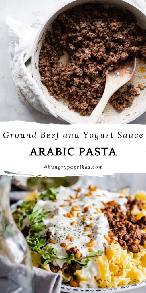 arabic pasta with yogurt sauce