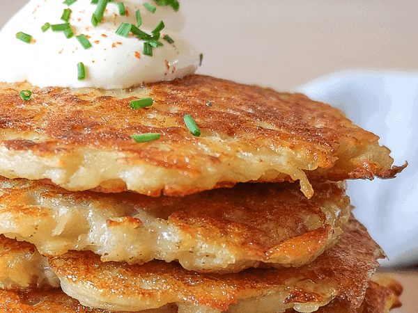 cheese covered potato pancakes