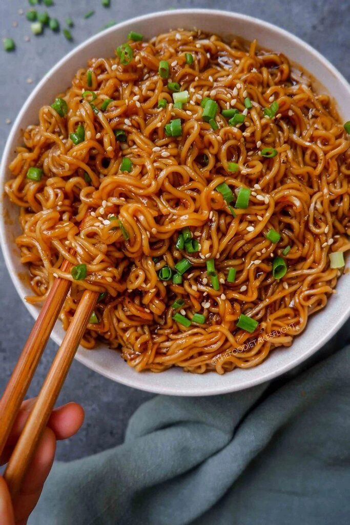 cheesy gochujang udon noodles