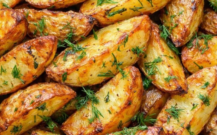 crispy garlic parmesan potato stacks